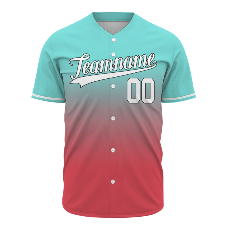 Custom Mint Green Watermelon Red Gradient Baseball Jersey  Classic Style Fashion Design Authentic