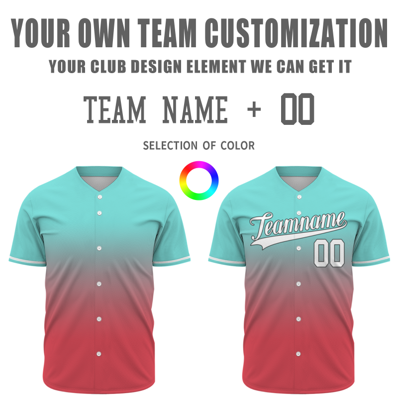 Custom Mint Green Watermelon Red Gradient Baseball Jersey  Classic Style Fashion Design Authentic