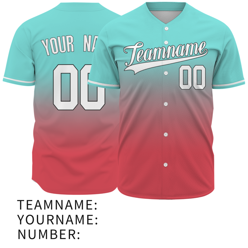 Custom Mint Green Watermelon Red Gradient Baseball Jersey  Classic Style Fashion Design Authentic