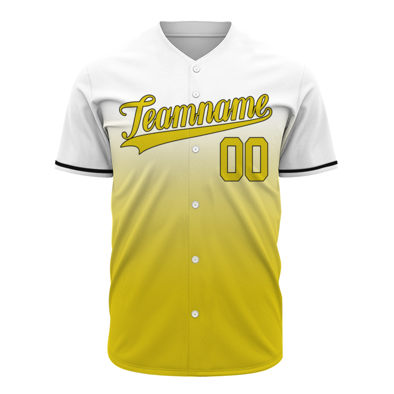 Custom White Yellow Gradient Baseball Jersey  Classic Style Fashion Design Authentic
