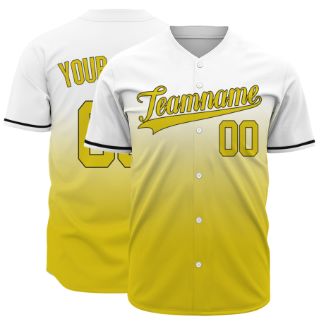 Custom White Yellow Gradient Baseball Jersey  Classic Style Fashion Design Authentic
