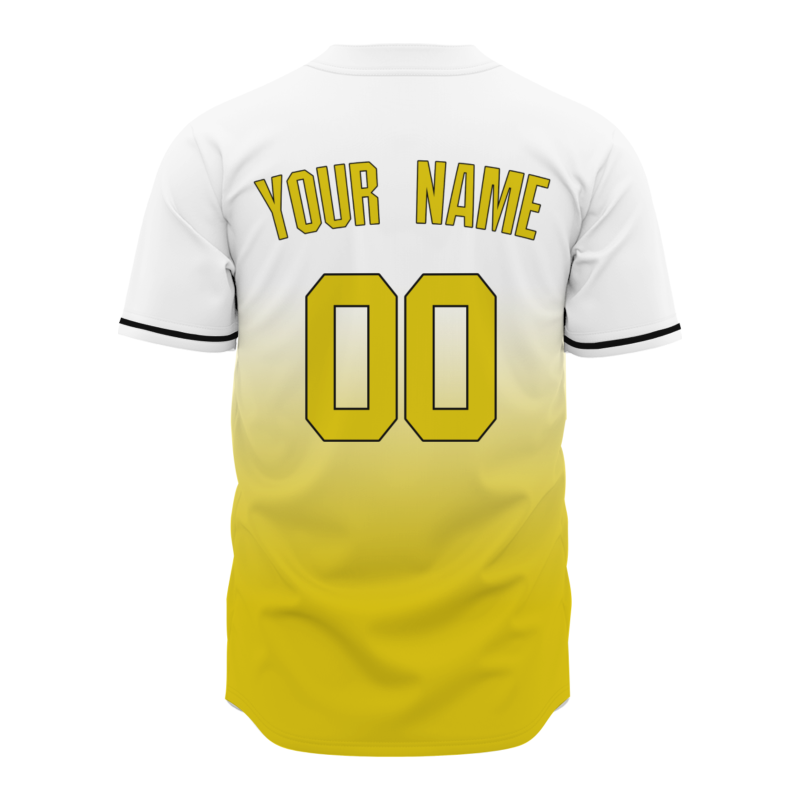 Custom White Yellow Gradient Baseball Jersey  Classic Style Fashion Design Authentic