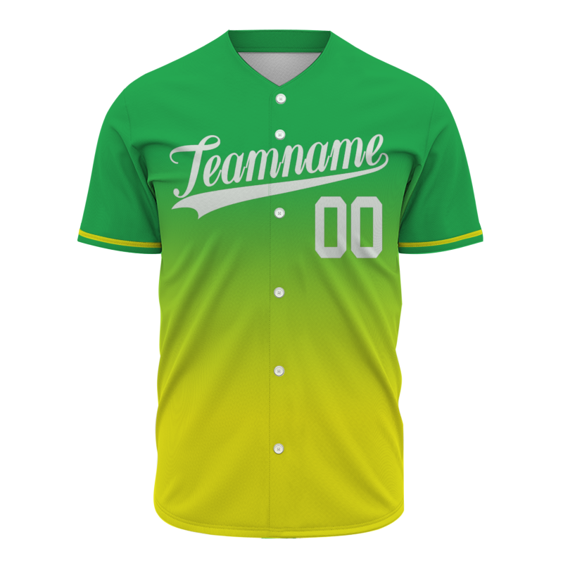 Custom Green Yellow Gradient Baseball Jersey  Classic Style Fashion Design Authentic
