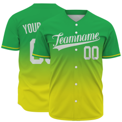 Custom Green Yellow Gradient Baseball Jersey  Classic Style Fashion Design Authentic
