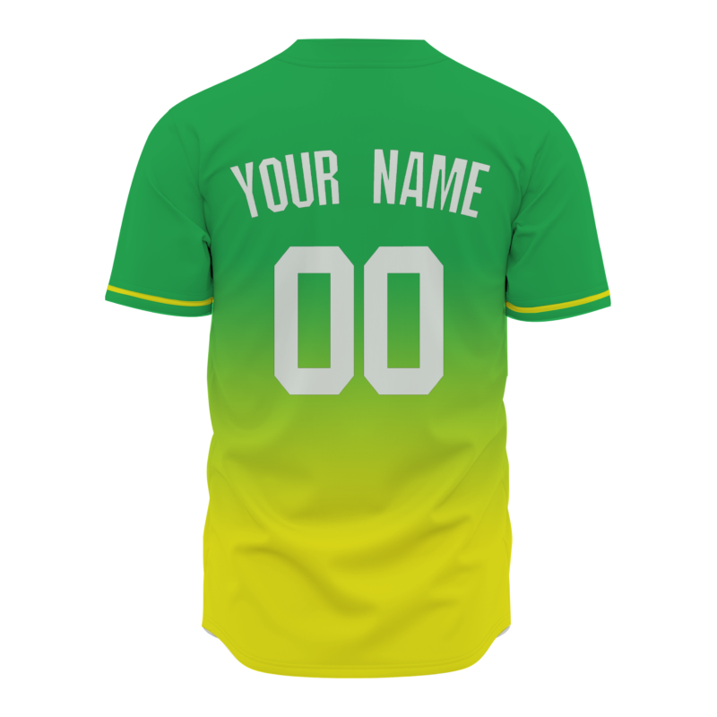 Custom Green Yellow Gradient Baseball Jersey  Classic Style Fashion Design Authentic