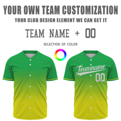 Custom Green Yellow Gradient Baseball Jersey  Classic Style Fashion Design Authentic
