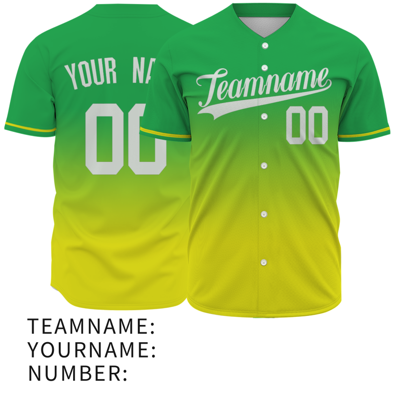 Custom Green Yellow Gradient Baseball Jersey  Classic Style Fashion Design Authentic