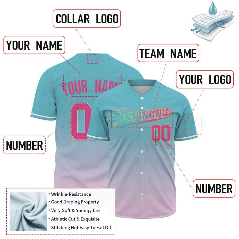 Custom Blue Purple Gradient Classic Style Fashion Design Authentic Baseball Jersey