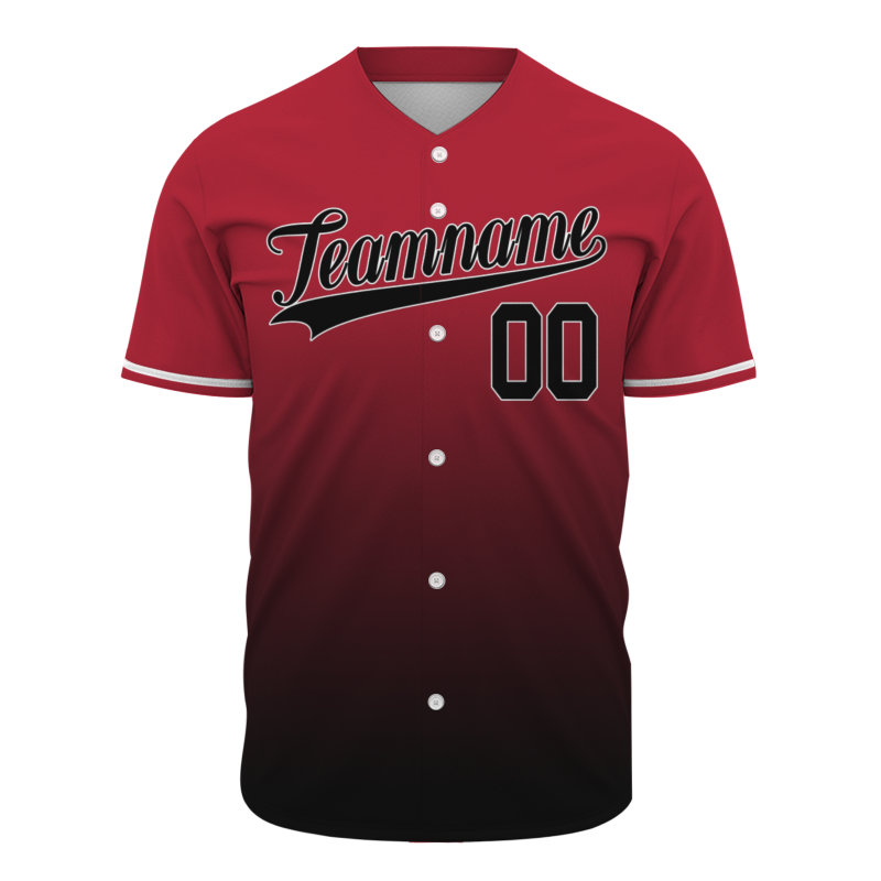 Custom Red Black Gradient Classic Style Fashion Design Authentic Baseball Jersey