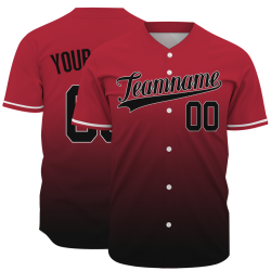 Custom Red Black Gradient Classic Style Fashion Design Authentic Baseball Jersey