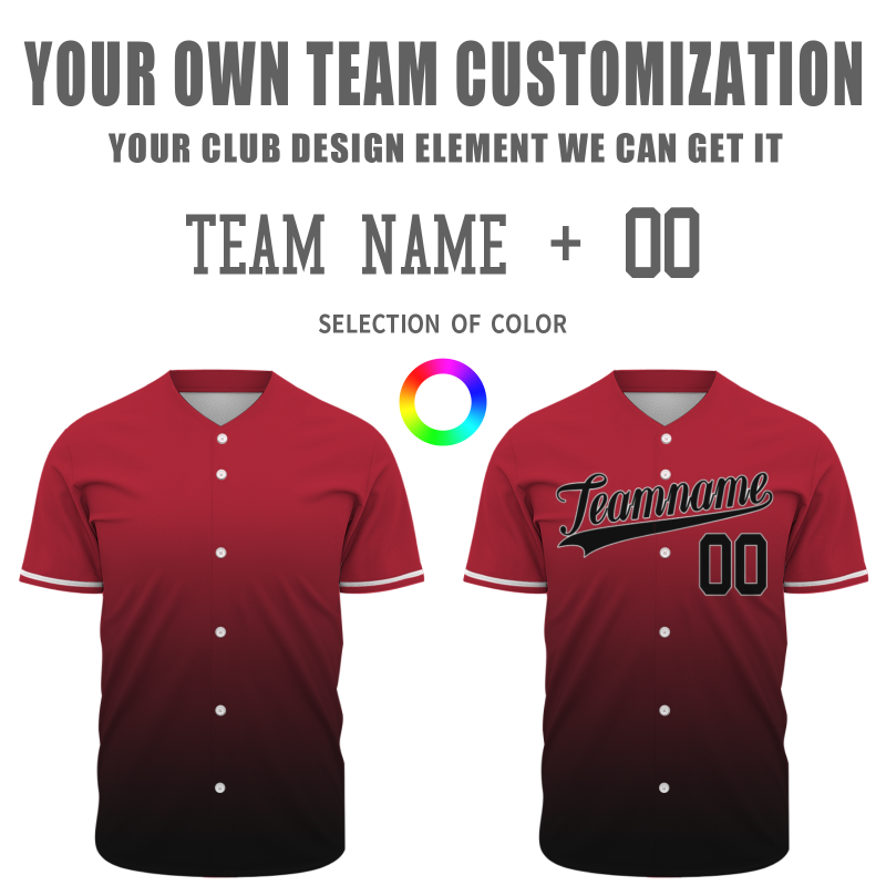 Custom Red Black Gradient Classic Style Fashion Design Authentic Baseball Jersey