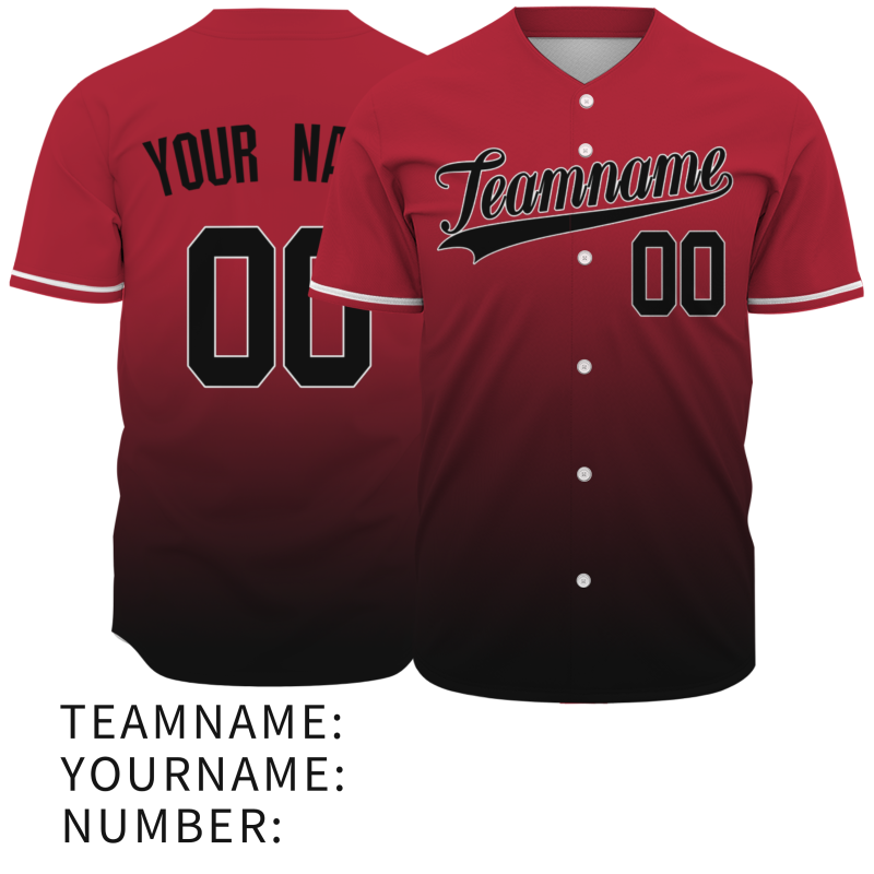 Custom Red Black Gradient Classic Style Fashion Design Authentic Baseball Jersey