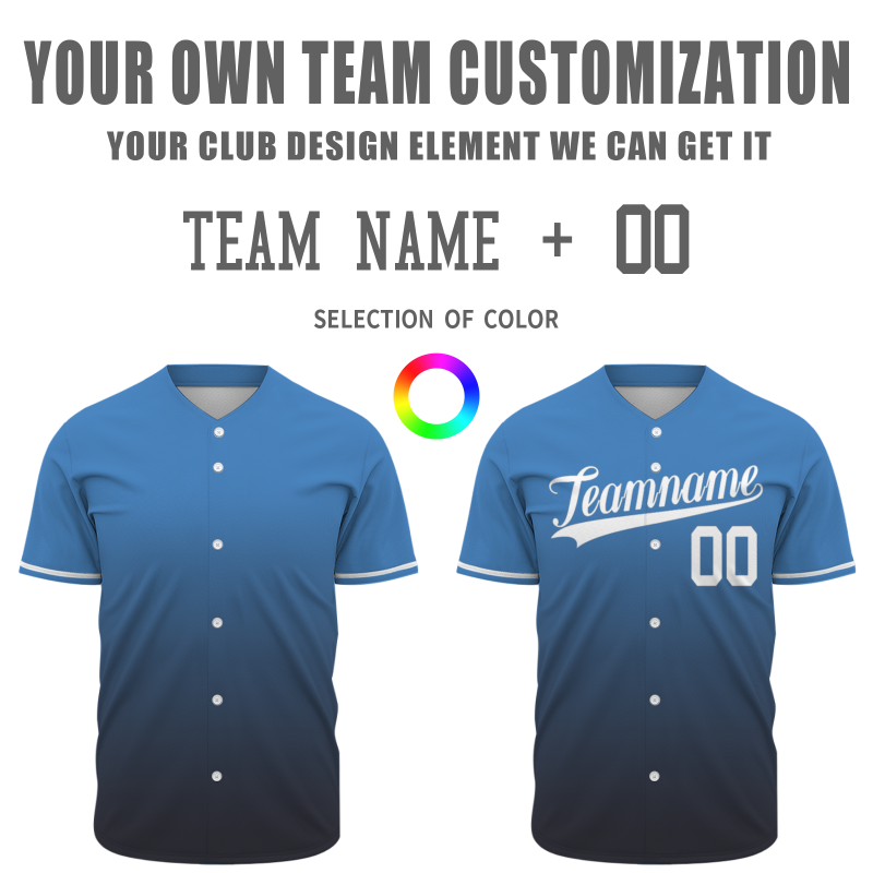 Custom Blue Black Gradient Classic Style Fashion Design Authentic Baseball Jersey