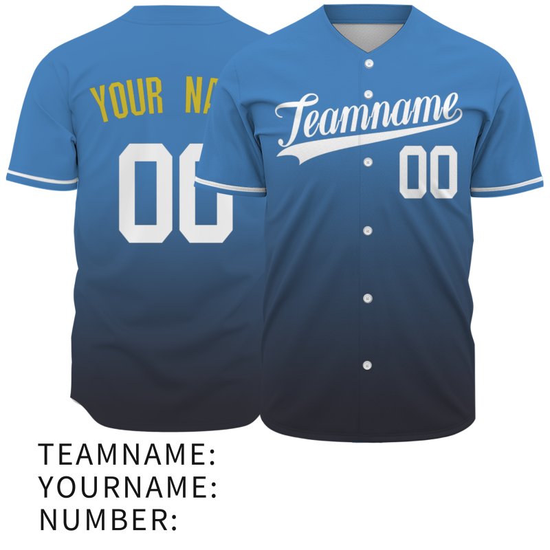Custom Blue Black Gradient Classic Style Fashion Design Authentic Baseball Jersey