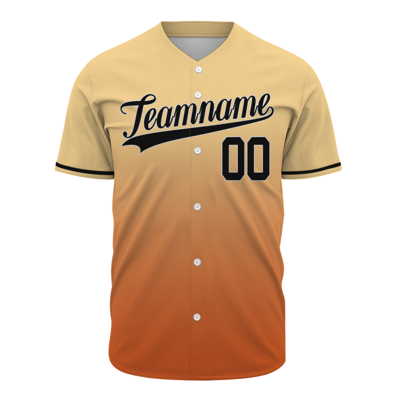 Custom Khaki Orange Gradient Classic Style Fashion Design Authentic Baseball Jersey
