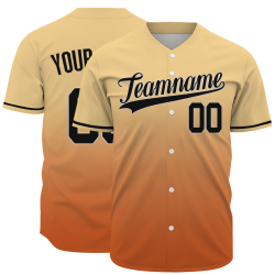 Custom Khaki Orange Gradient Classic Style Fashion Design Authentic Baseball Jersey