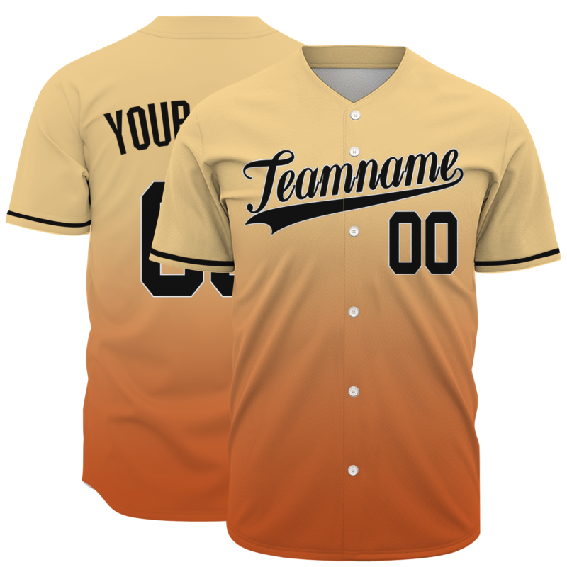 Custom Khaki Orange Gradient Classic Style Fashion Design Authentic Baseball Jersey