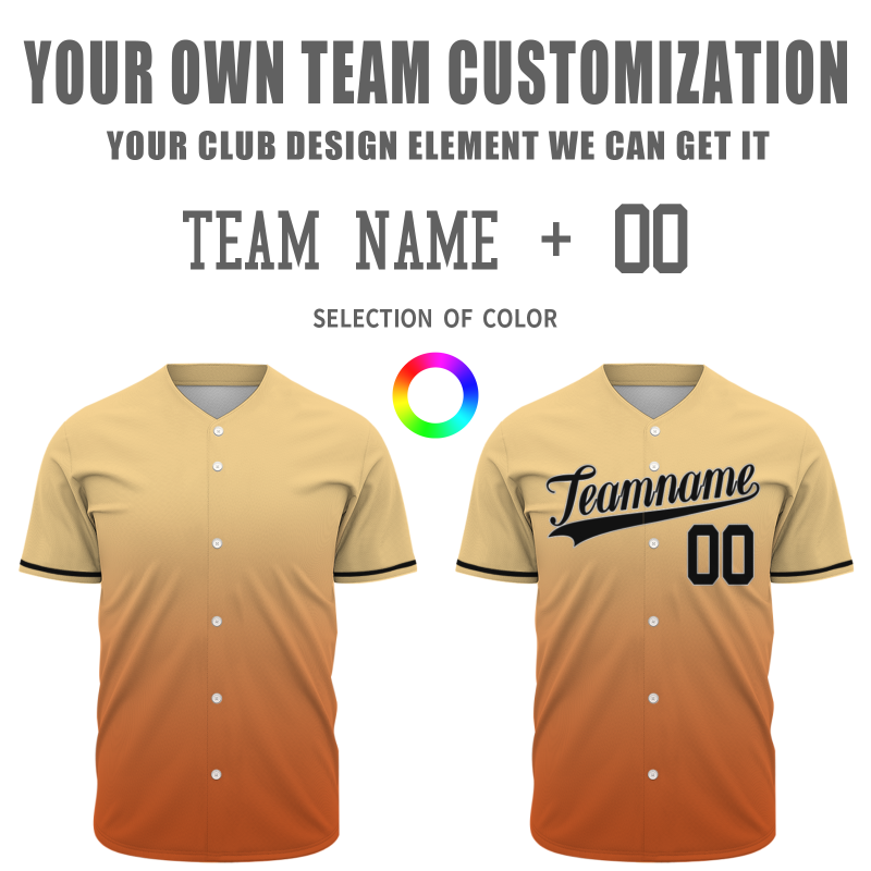 Custom Khaki Orange Gradient Classic Style Fashion Design Authentic Baseball Jersey
