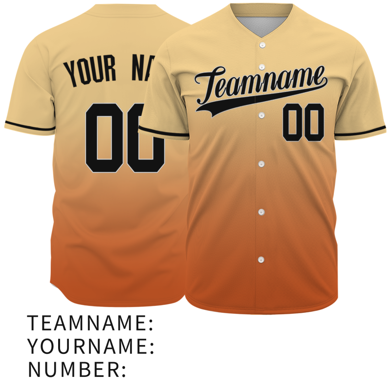 Custom Khaki Orange Gradient Classic Style Fashion Design Authentic Baseball Jersey