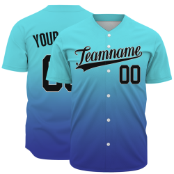 Custom Light Blue Dark Blue Gradient Classic Style Fashion Design Authentic Baseball Jersey