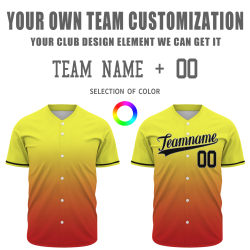 Custom Yellow Orange Gradient Classic Style Fashion Design Authentic Baseball Jersey