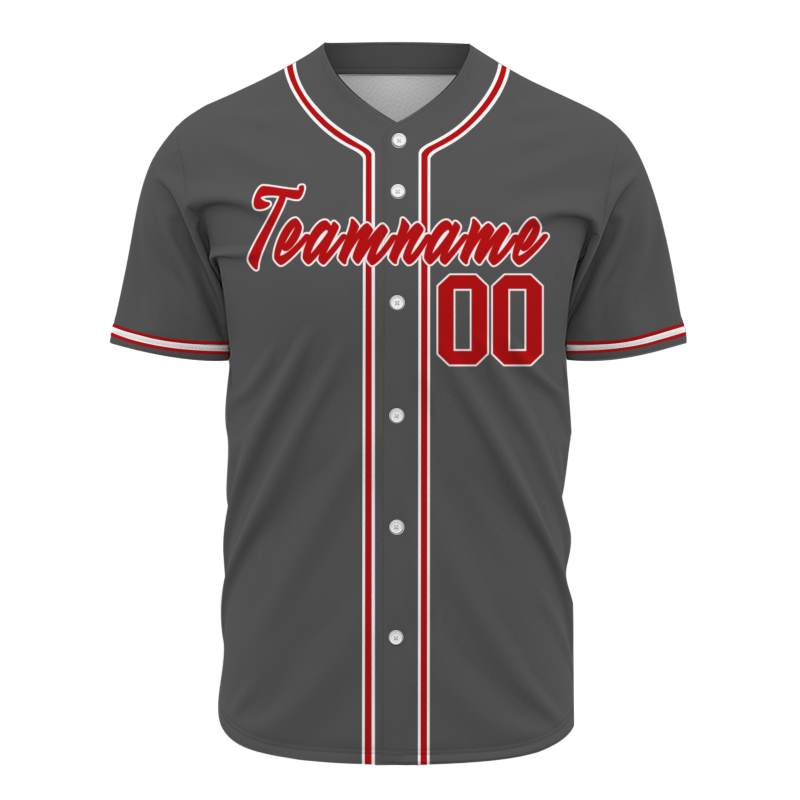 Custom Dark Gray Red Classic Style Fashion Design Authentic Baseball Jersey