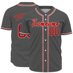 Custom Dark Gray Red Classic Style Fashion Design Authentic Baseball Jersey