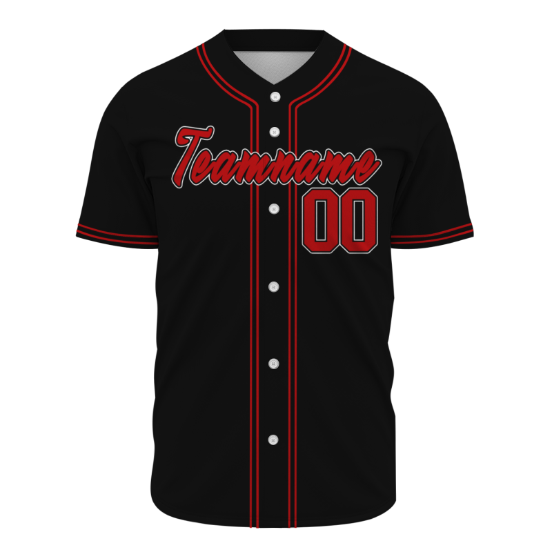 Custom Red Black Fashion Design Classic Style Authentic Baseball Jersey