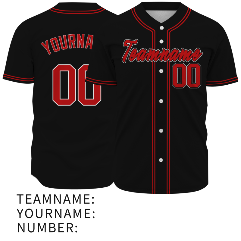 Custom Red Black Fashion Design Classic Style Authentic Baseball Jersey