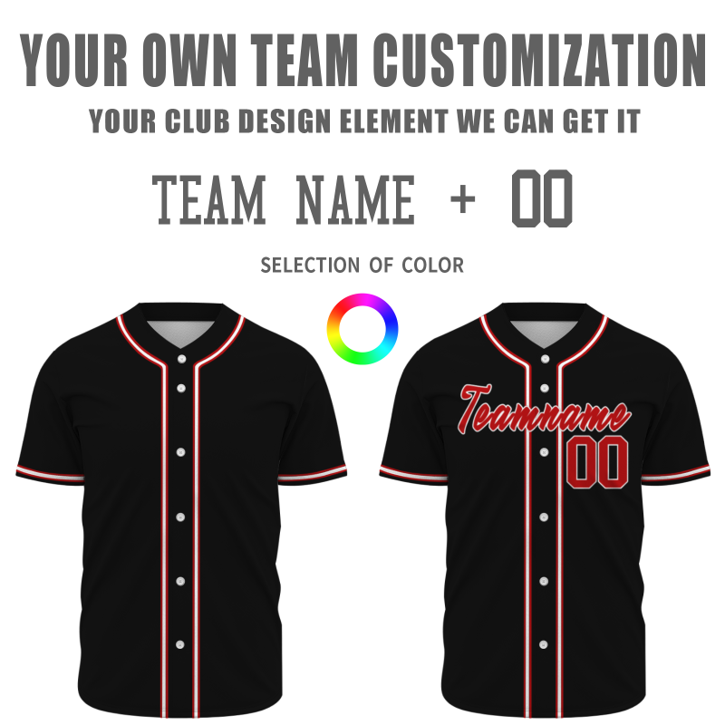 Custom Red Black White Fashion Design Classic Style Authentic Baseball Jersey