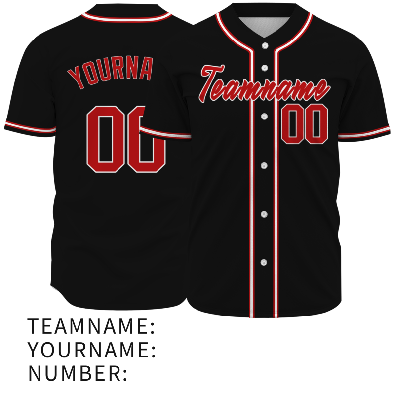 Custom Red Black White Fashion Design Classic Style Authentic Baseball Jersey