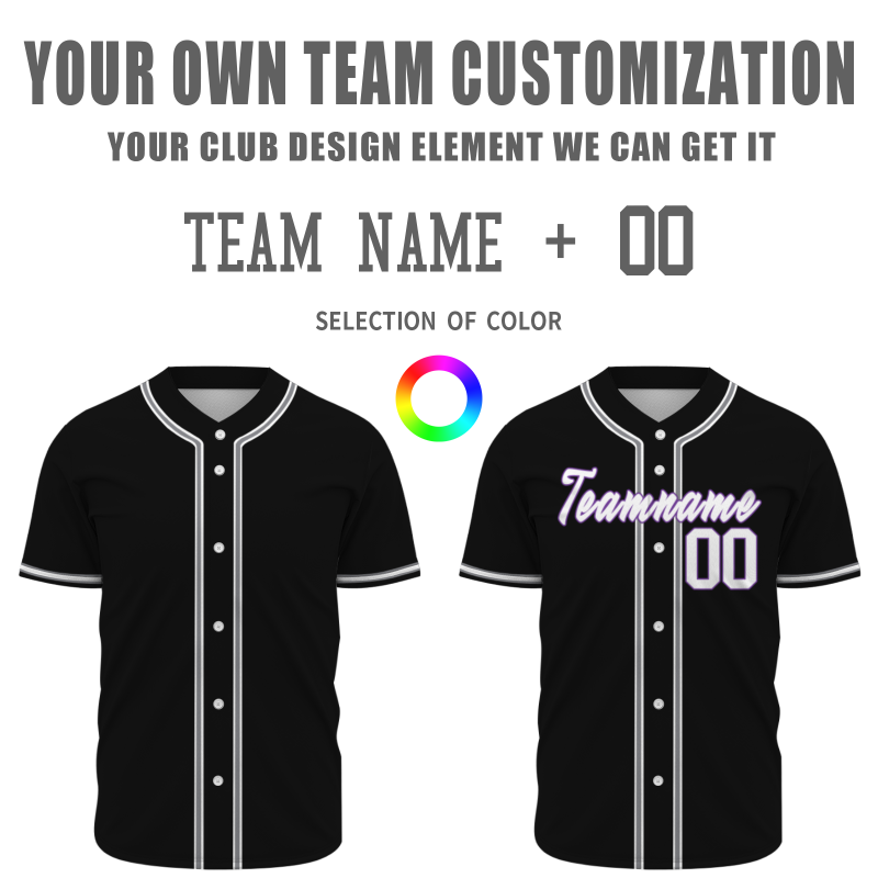 Custom Black Gray Purple Fashion Design Classic Style Authentic Baseball Jersey