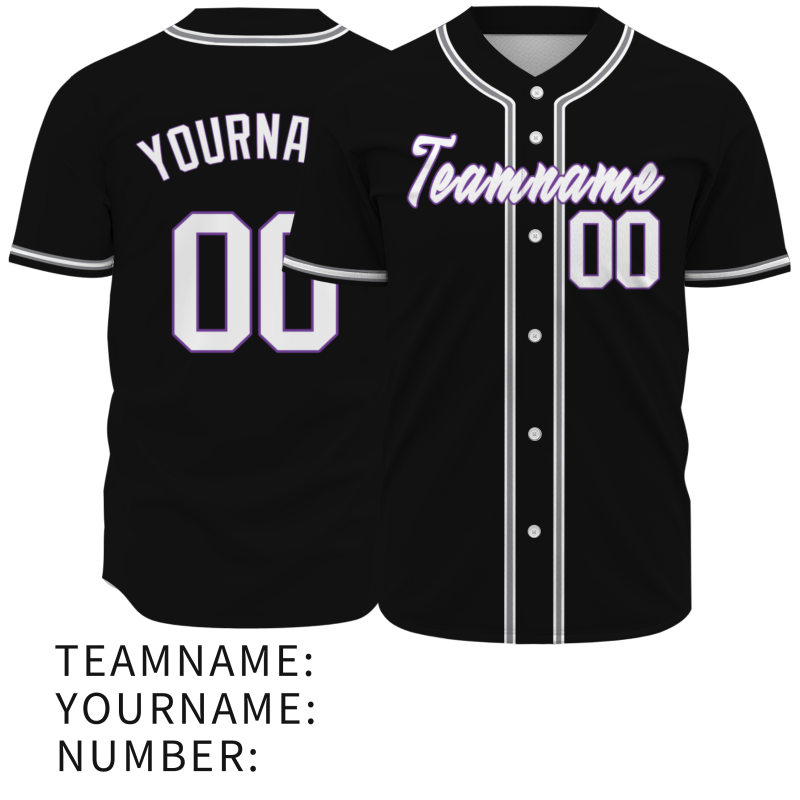 Custom Black Gray Purple Fashion Design Classic Style Authentic Baseball Jersey