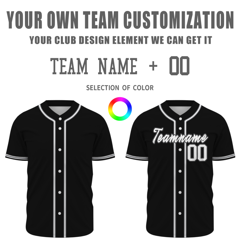 Custom Black Gray White Fashion Design Classic Style Authentic Baseball Jersey