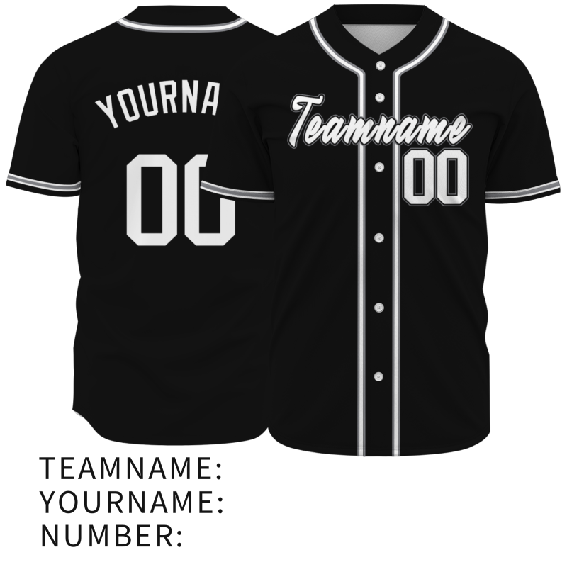 Custom Black Gray White Fashion Design Classic Style Authentic Baseball Jersey