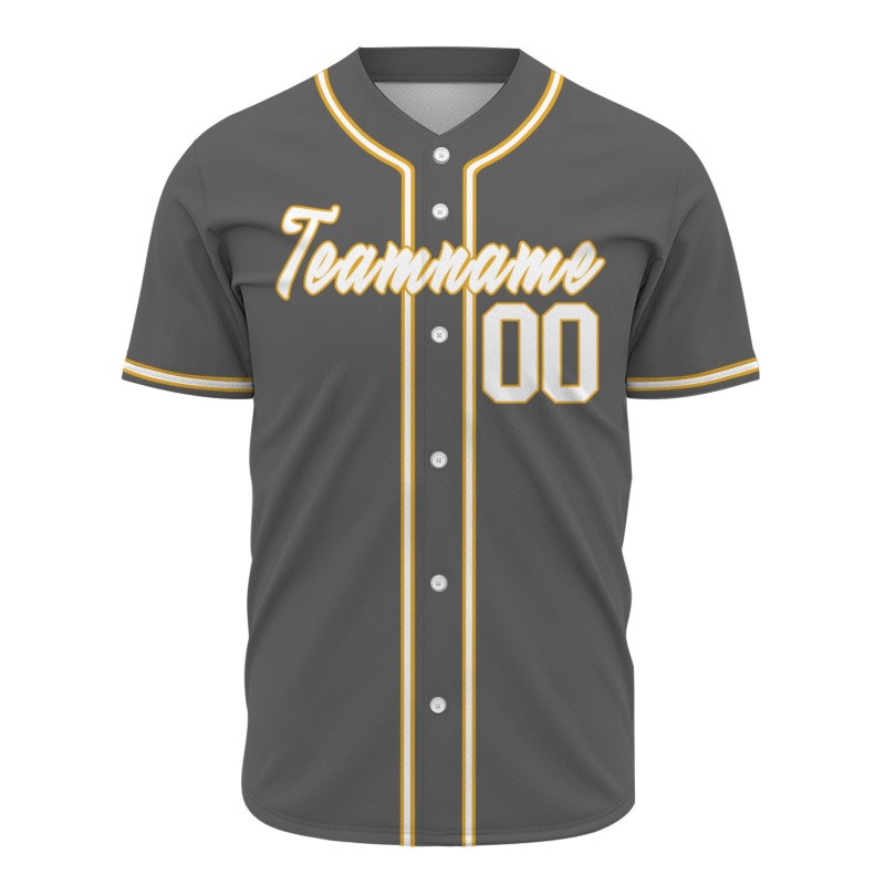 Custom Gray White Yellow Fashion Design Classic Style Authentic Baseball Jersey