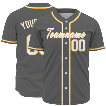 Custom Gray White Yellow Fashion Design Classic Style Authentic Baseball Jersey