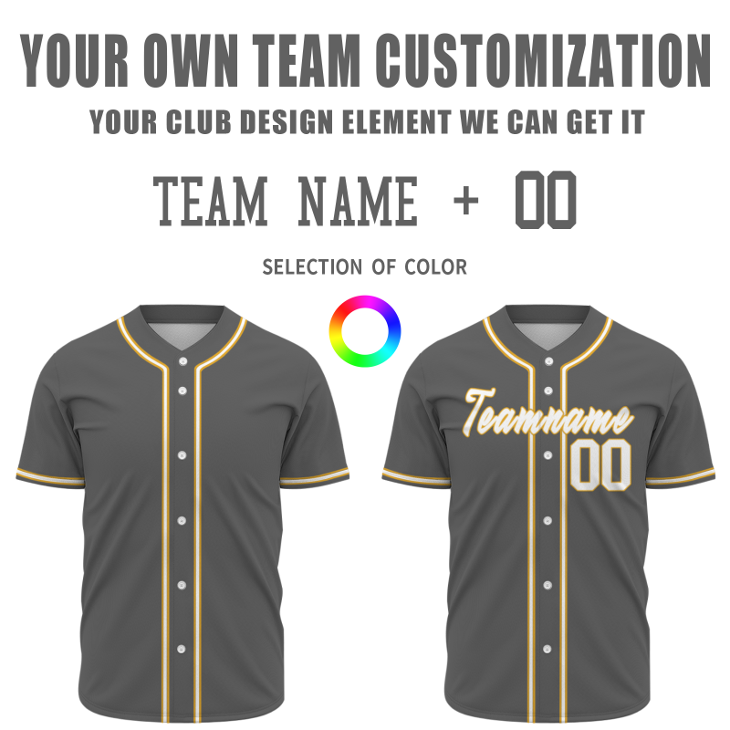 Custom Gray White Yellow Fashion Design Classic Style Authentic Baseball Jersey