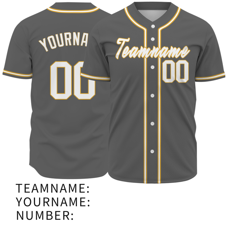 Custom Gray White Yellow Fashion Design Classic Style Authentic Baseball Jersey