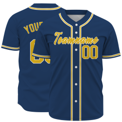 Custom Navy Blue Yellow White Fashion Design Classic Style Authentic Baseball Jersey
