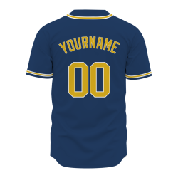 Custom Navy Blue Yellow White Fashion Design Classic Style Authentic Baseball Jersey