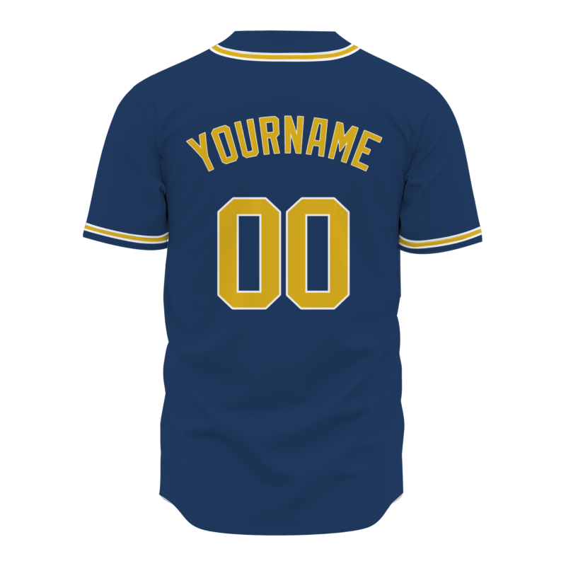 Custom Navy Blue Yellow White Fashion Design Classic Style Authentic Baseball Jersey