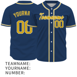 Custom Navy Blue Yellow White Fashion Design Classic Style Authentic Baseball Jersey