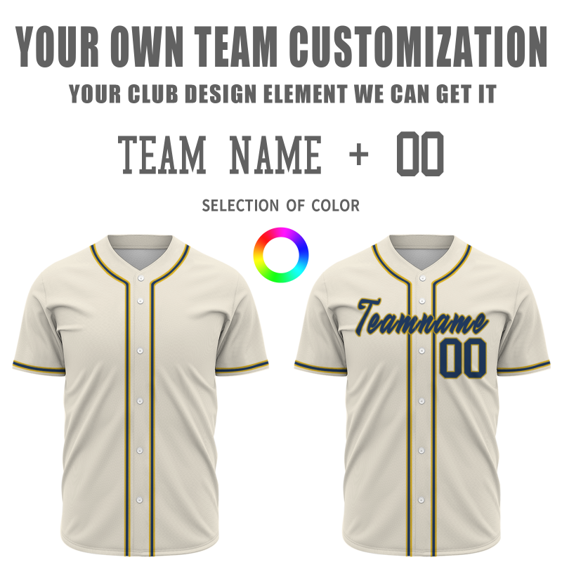 Custom  Beige Golden Black Baseball Jersey Personalized Fashion Classic Style Design Authentic