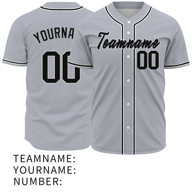 Custom Gray White-Black Baseball Jersey Personalized Fashion Classic Style Design Authentic