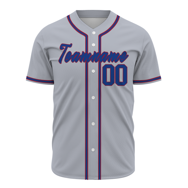 Custom Gray Red Blue Baseball Jersey Personalized Fashion Classic Style Design Authentic