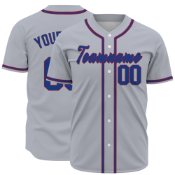 Custom Gray Red Blue Baseball Jersey Personalized Fashion Classic Style Design Authentic