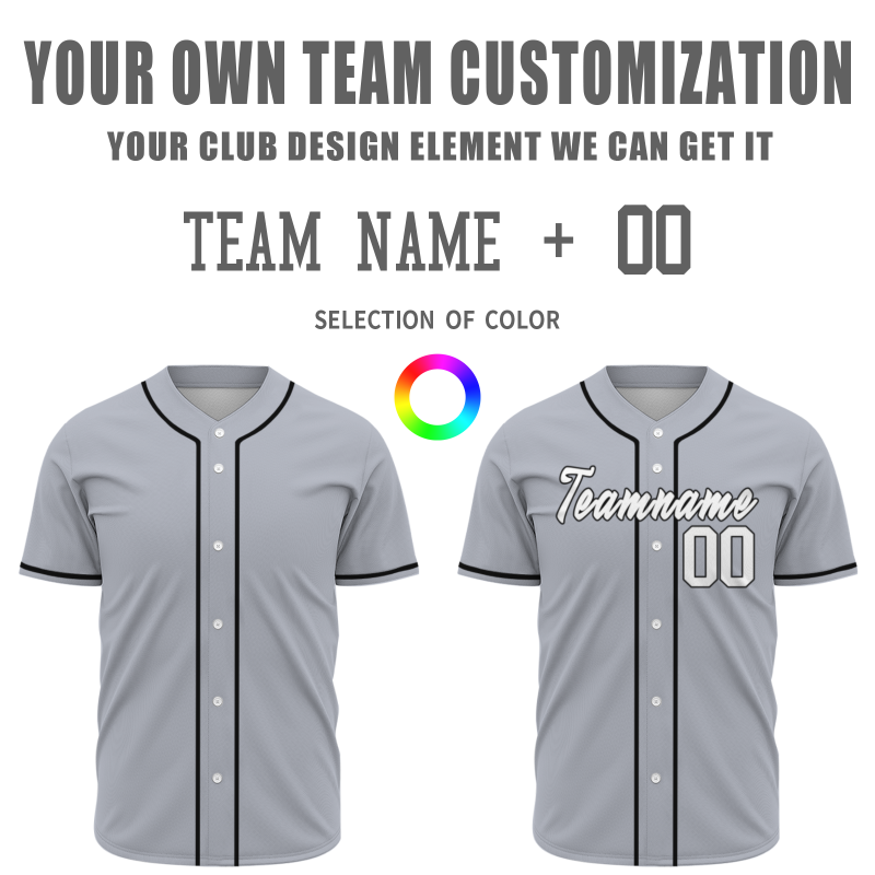 Custom  Gray Black - White Baseball Jersey Personalized Fashion Classic Style Design Authentic