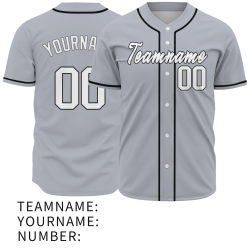 Custom  Gray Black - White Baseball Jersey Personalized Fashion Classic Style Design Authentic