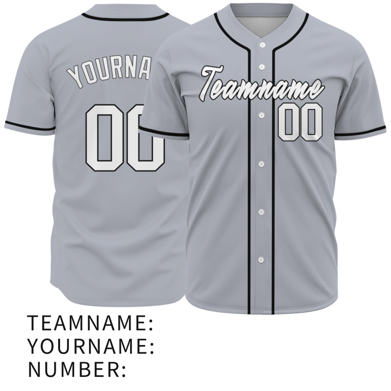 Custom  Gray Black - White Baseball Jersey Personalized Fashion Classic Style Design Authentic